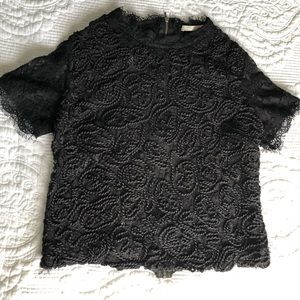 Zara Black Lace Blouse Black for Women Large